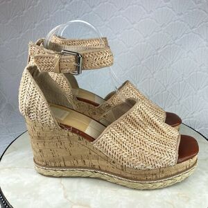 Dolce Vita Heels Womens Size 10 Otto Tan Espadrilles Straw Platform Wedge Shoes